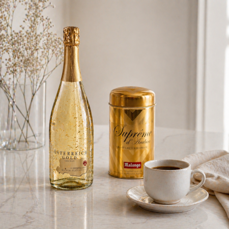 Cadou Gold Luxury Şampanie - cu foiţă de aur 23 karate & Gold Coffee - personalizabil [0]