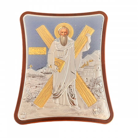 Icoană Sfantul Andrei Blue placata cu Argint - Made in Grecia Meteora [2]
