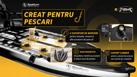 Caiac Gonflabil pentru Pescuit 2026 cu Scaun Rotativ 360°, Suporturi Lansete și Accesorii Incluse [5]