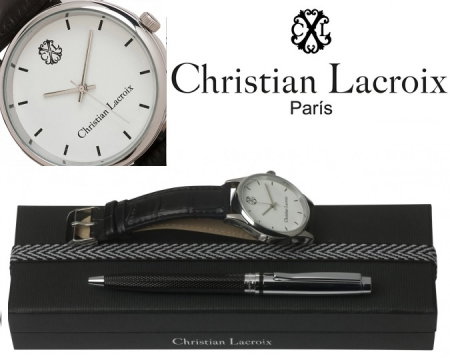 Ceas Christian Lacroix, Pix Treillis Desk Christian Lacroix si Butoni Elegant Round Silver by Borealy [0]