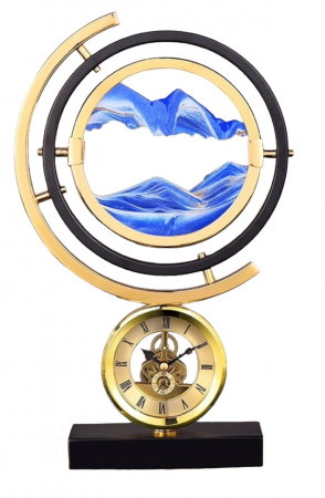 Ceas decorativ cu nisip artistic albastru – Cadou elegant pentru bărbați - Art Table Clock [4]