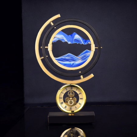 Ceas decorativ cu nisip artistic albastru – Cadou elegant pentru bărbați - Art Table Clock [5]
