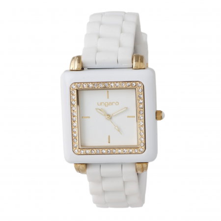 Ceas Preziosa Ungaro White si Cercei Gold Studs [0]