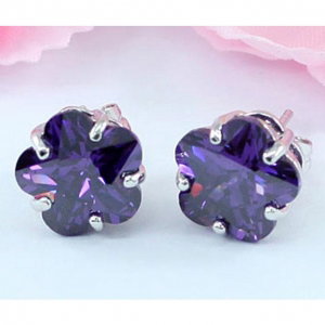 Cercei Borealy Sapphire Studs Flower Cut Purple [3]