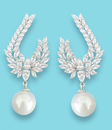 Cercei Drop Flower Simulated Diamond [0]