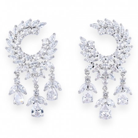 Bijuterii - Cercei Zirconia Diamonds Leaf Olive Drops