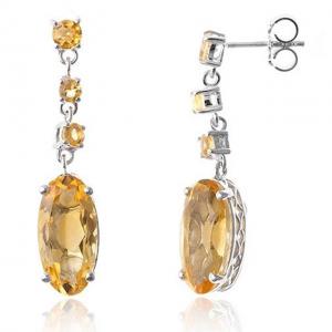 Cercei Borealy Argint 925 Citrine Oval [1]