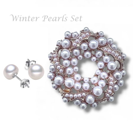 Brose - Set Brosă și Cercei cu Perle – Winter Pearls