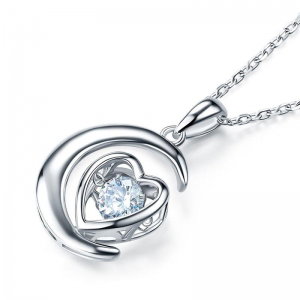 Colier Dancing Crystal Moon Heart by Borealy Argint 925 [1]