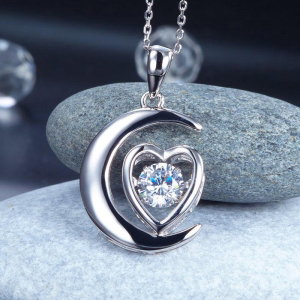 Colier Dancing Crystal Moon Heart by Borealy Argint 925 [3]