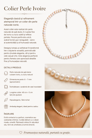 Colier Perle Naturale de Cultura Ivoire - Cadou Elegant Femei [2]