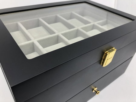 Cutie 20 Ceasuri Lux Black Wood + Cadou Portofel West Polo din piele naturala [2]