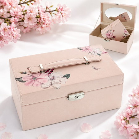 Cutii Bijuterii - Cutie de Bijuterii cu Oglindă și Design Floral Flowers