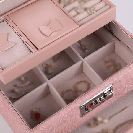 Cutie de Bijuterii cu Cifru – Design Elegant și Compartimentare Dublă [2]