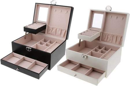 Cadouri Femei – Idei Elegante și Cadouri Premium pentru Ea - Cutie de bijuterii din piele Elegant Style & Cadou Cercei One Diamonds