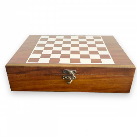 Cutie de Șah din Lemn cu Cărți de Joc și Zaruri – Set Elegant de Jocuri pentru Bărbați [4]