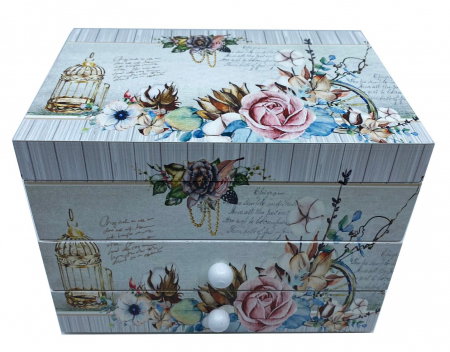 Cutie muzicala din lemn pentru bijuterii Shabby Chic [0]