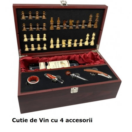 Cadouri pentru Pescari - Cutie Vin cu Accesorii si Sah (fara sticla de vin)