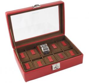 Cutie 10 Ceasuri piele naturala Cordoba Red by Friedrich - made in Germany [0]