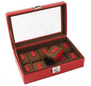 Cutie 10 Ceasuri piele naturala Cordoba Red by Friedrich - made in Germany [3]