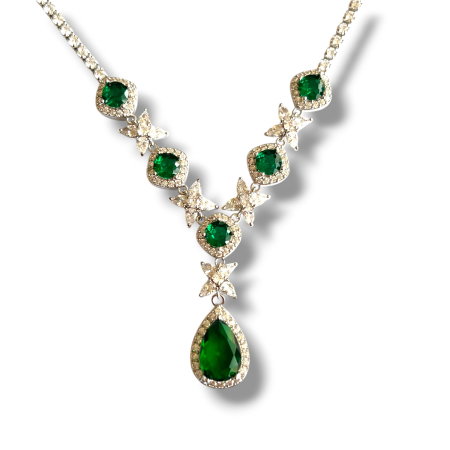 Colier Elegant Verde Smarald cu Cristale [3]