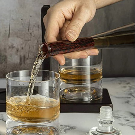 Decantor Bata de Baseball + 4 Pahare & Suport Lemn [3]