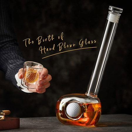Decantor Golf cu 4 pahare mingi de golf & Suport de lemn [1]