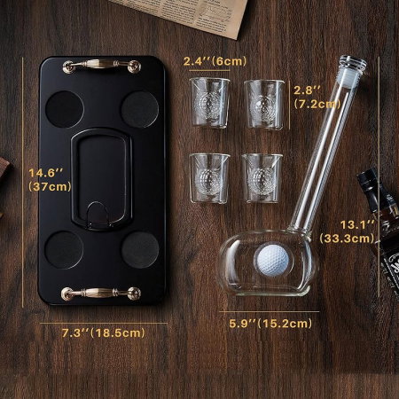 Decantor Golf cu 4 pahare mingi de golf & Suport de lemn [6]