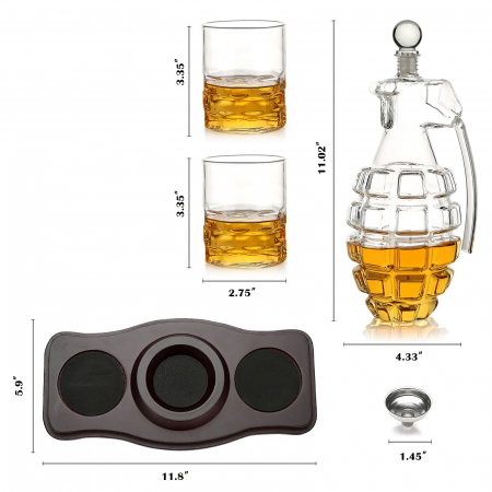 Decantor Grenada + 2 Pahare fara model & Suport Lemn [7]