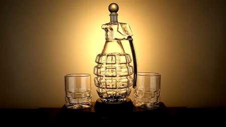 Decantor Grenada + 2 Pahare fara model & Suport Lemn [5]