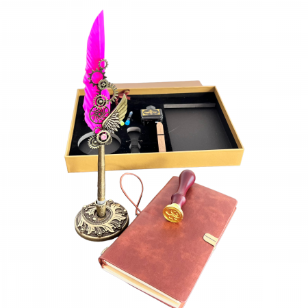 Caligrafie Deluxe Set Vintage Feather si Agenda Desk [6]