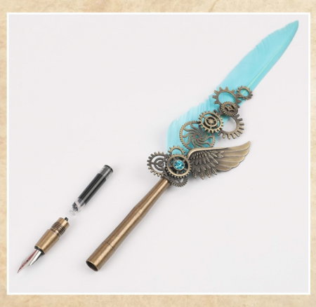 Caligrafie Deluxe Set Vintage Feather si Agenda Desk [9]