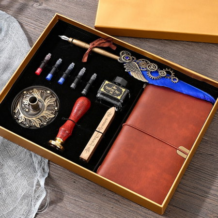 Caligrafie Deluxe Set Vintage Feather si Agenda Desk [0]