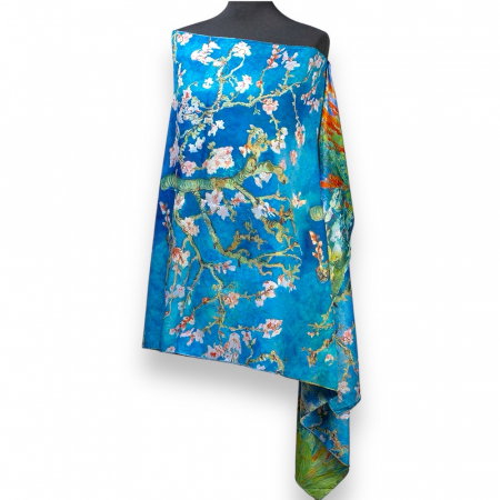 Esarfa de Matase Flowers  cu doua fete LARGE 70 x 180 cm [3]