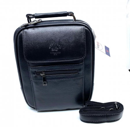 Geanta de umar pentru barbati WestPolo din Piele Naturala Neagra/Bleumarine [4]