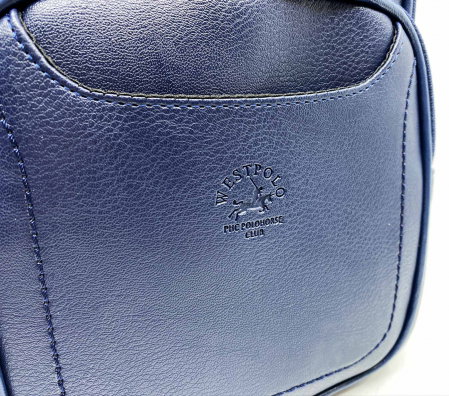 Geanta de umar pentru barbati WestPolo din Piele Naturala Neagra/Bleumarine [9]