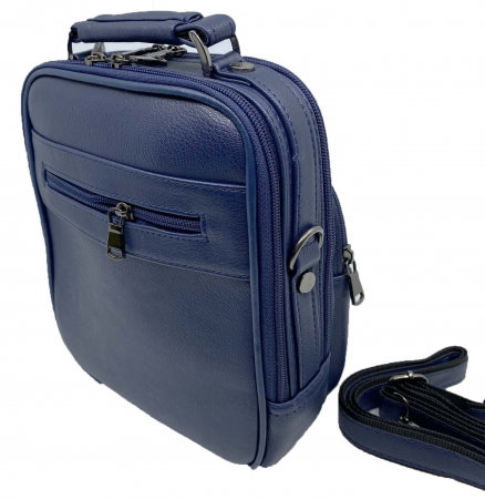 Geanta de umar pentru barbati WestPolo din Piele Naturala Neagra/Bleumarine [7]