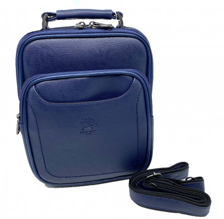 Geanta de umar pentru barbati WestPolo din Piele Naturala Neagra/Bleumarine [5]