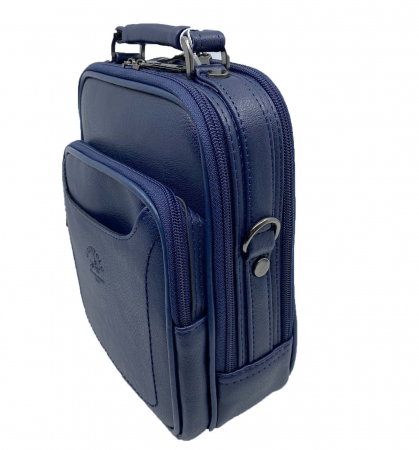 Geanta de umar pentru barbati WestPolo din Piele Naturala Neagra/Bleumarine [8]