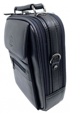 Geanta de umar pentru barbati WestPolo din Piele Naturala Neagra/Bleumarine [1]