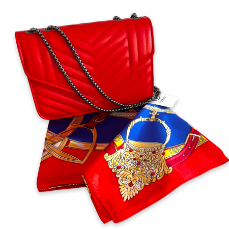 Geanta Red Glamour & Esarfa Matase [0]