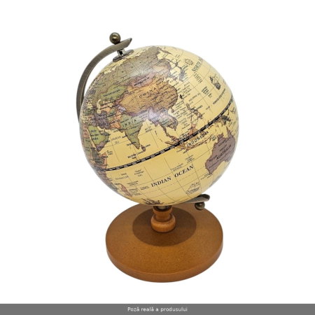 Glob pământesc decorativ vintage cu suport din lemn, 22 cm – cadou elegant pentru birou [2]