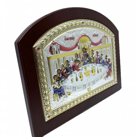 Icoana Cina cea de Taină placata Aur si Argint 925 Ortodoxa 32 cm x 24 cm - Meteora -  Made in Grecia [1]