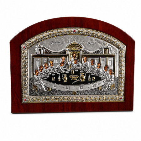 Cadouri Femei – Idei Elegante și Cadouri Premium pentru Ea - Icoana Cina cea de Taină placata Aur si Argint 925 Ortodoxa 25 cm x 19 cm - Meteora -  Made in Grecia