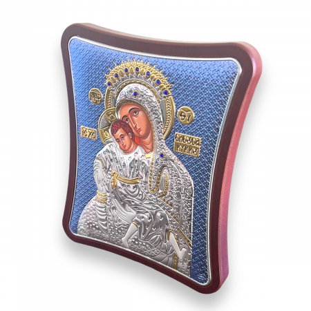 Icoana Fecioara Maria cu Pruncul placata cu argint - Made in Grecia 12,5 cm X 15,5 cm [2]
