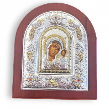Icoana Fecioara Maria cu Pruncul placata cu aur si argint Made in Grecia Meteora 18 cm x 22 cm [1]