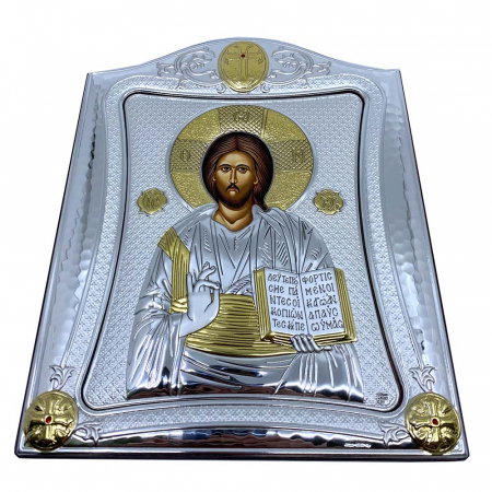 Icoana Iisus Hristos placata cu Argint 21 x 26 cm Made in Grecia [5]
