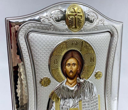 Icoana Iisus Hristos placata cu Argint 21 x 26 cm Made in Grecia [2]