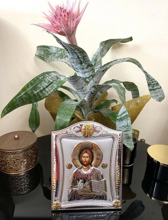 Icoana Iisus Hristos placata cu Argint 21 x 26 cm Made in Grecia [6]