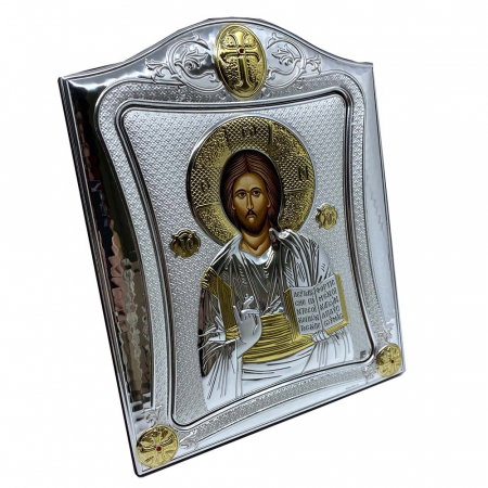 Icoana Iisus Hristos placata cu Argint 21 x 26 cm Made in Grecia [1]